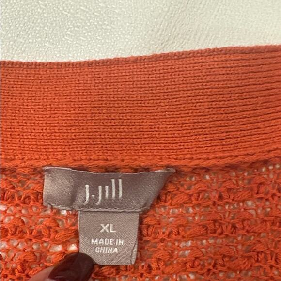 J. Jill Orange Knit Button Up Cardigan Cotton/Wool Size XL - Picture 5 of 6
